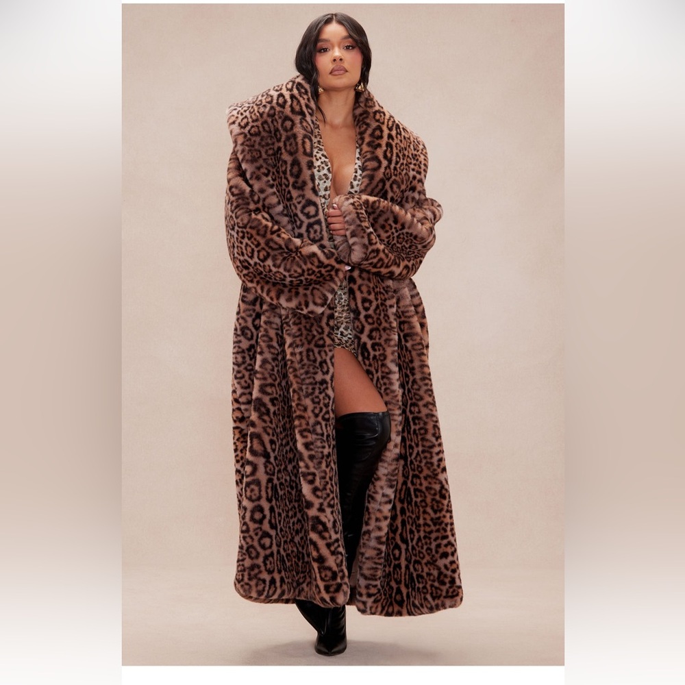 Leopard Print Faux Fur Coat